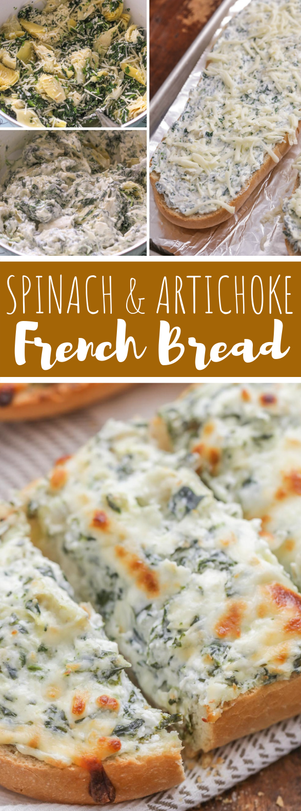 CHEESY SPINACH ARTICHOKE BREAD #vegetarian #appetizers