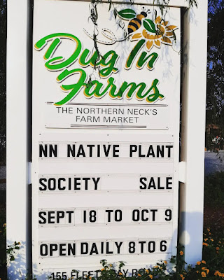 Sign: NN Native Plant Society Sale Sept 18 to Oct 9 Open Daily 8 to 6