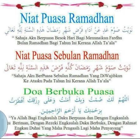 Niat Puasa Ramadhan & Doa Semasa Berbuka di Bulan Ramadhan 