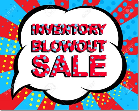 Sale poster with INVENTORY BLOWOUT SALE text. Advertising vector banner