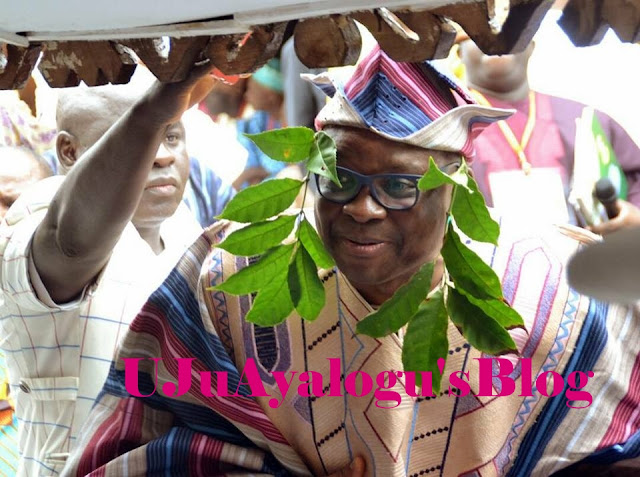 See Governor Ayo Fayose Hugging His Mother Tightly at His Chieftaincy Title Conferment (Photos)