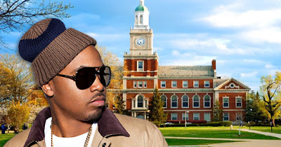 Nas standing in front of an HBCU