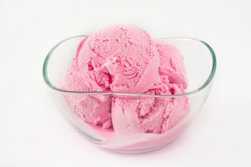 Strawberry Ice Cream Scoop In Bowl On White Background Stock ...