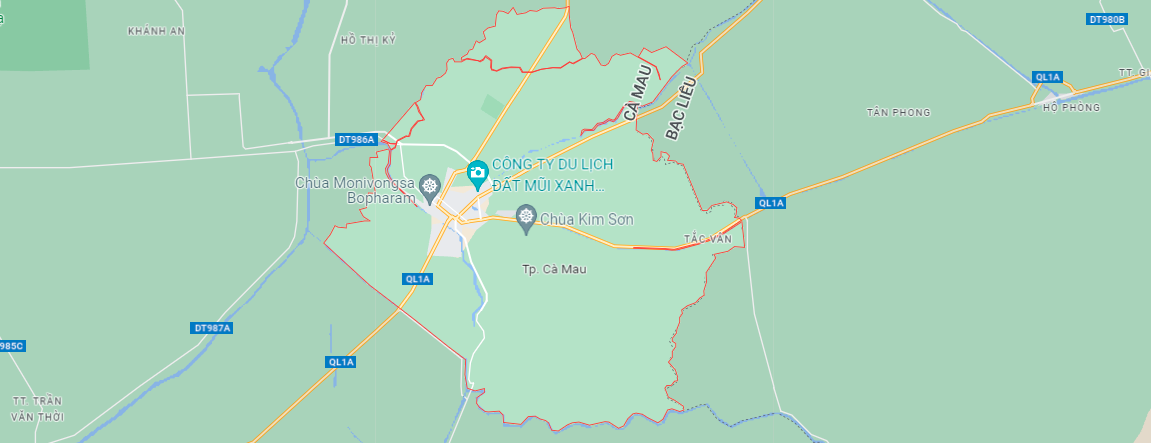 Bản đồ vị trí dự án bất động sản Cà Mau