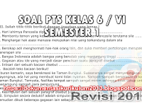 Soal PTS UTS Kelas 6 Semester 1 Kurikulum 2013 Revisi 2018