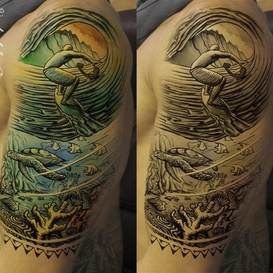 auto-croquis_de_surf_braço_de_tatuagem