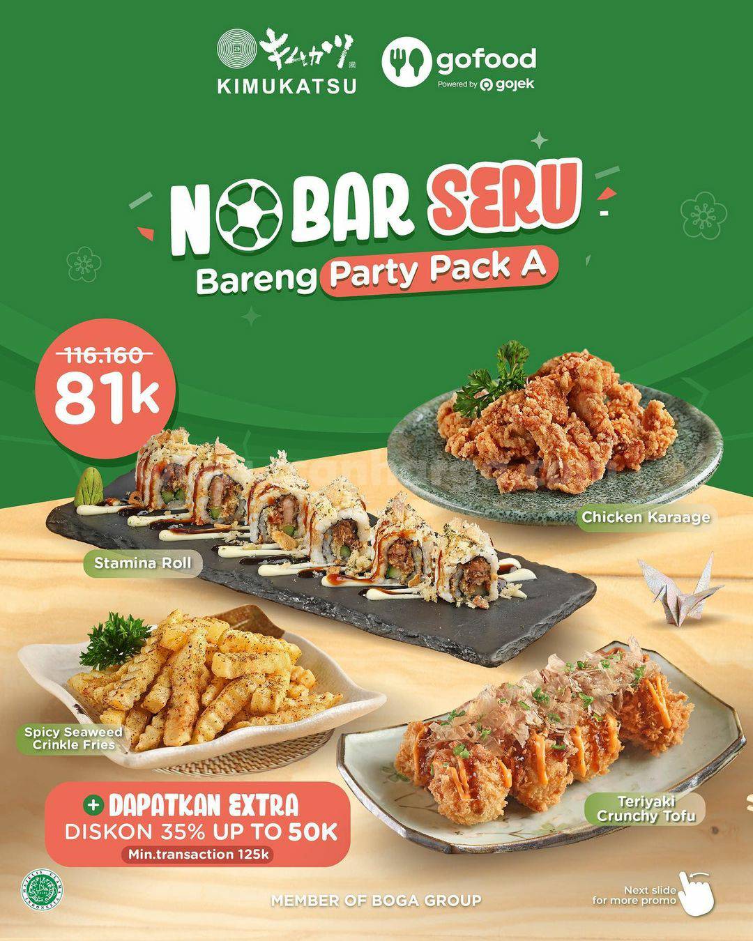 Promo KIMUKATSU NOBAR SERU GOFOOD ! Paket Party Pack Extra Diskon 35%