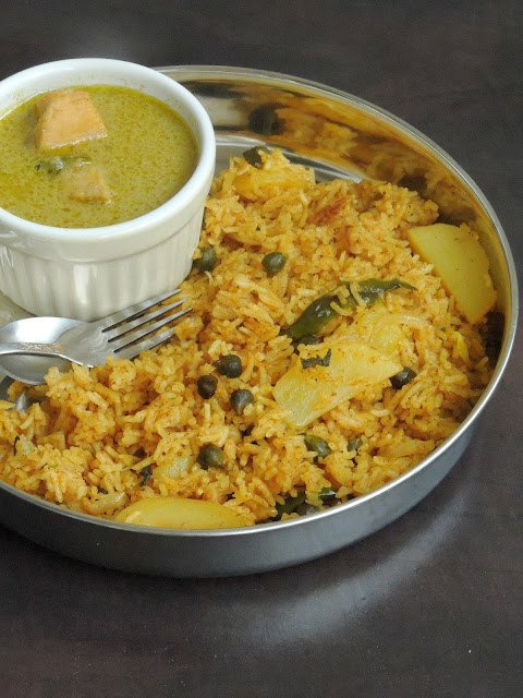 Green Chickpeas & Potato Briyani, Hara channa Aloo Biriyani