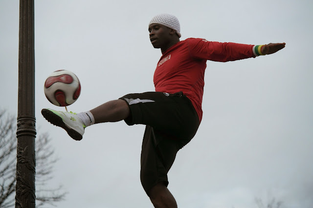 Paris street performer football skills Montmartre