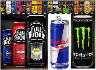 energy drinks - monster, red bull, full throttle, rock star