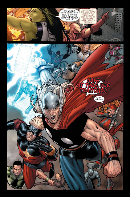 Thor along with the Champions advancing to fight Namor and his army.