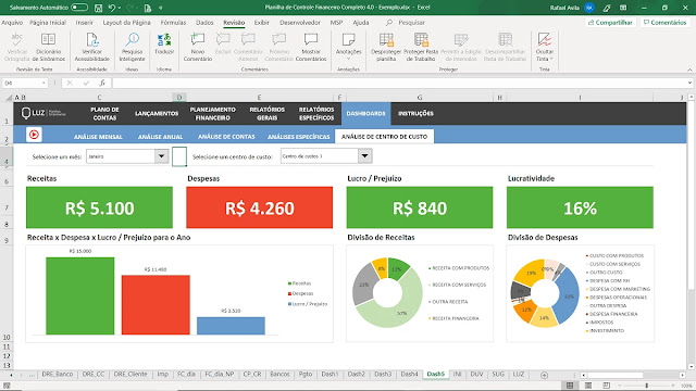 Planilha Controle Financeiro Completo