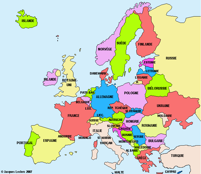 Enseignement.be - Document: Carte muette : Europe politique