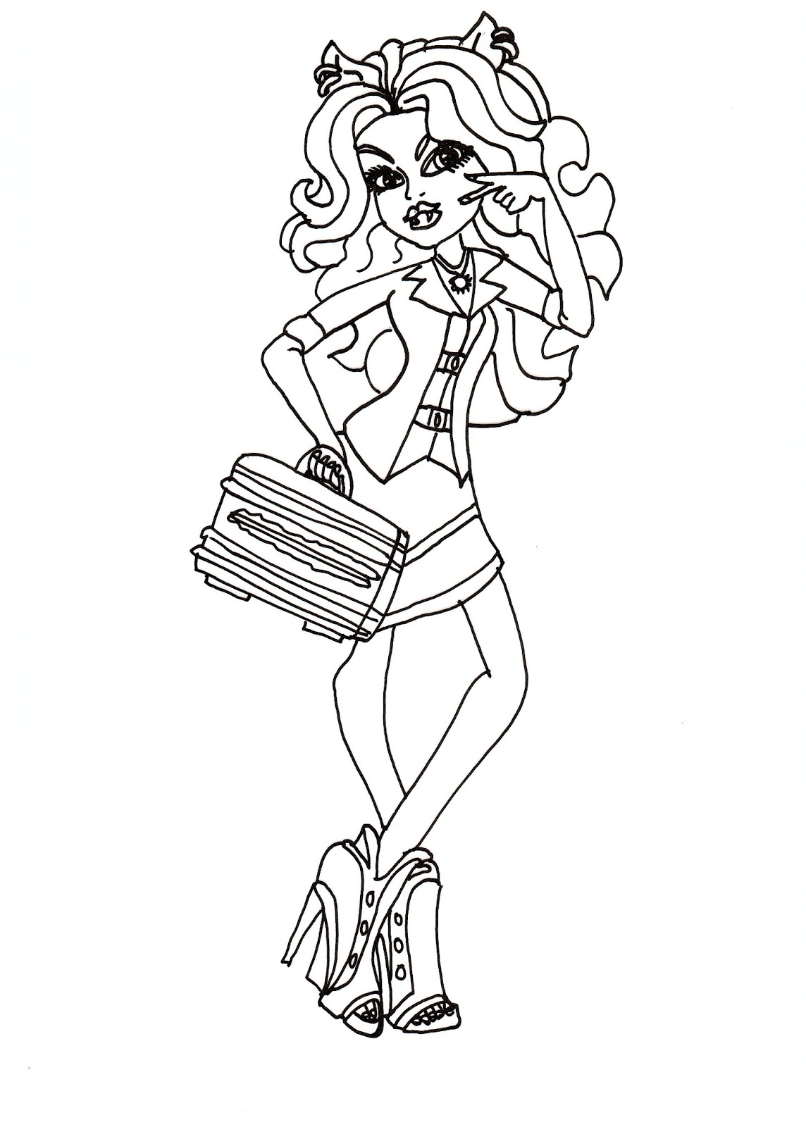 Clawdeen Entrepreneur Fashion Coloring Sheet CLICK HERE TO PRINT Free printable monster high Clawdeen Wolf Entrepreneurs Club Fashion Outfit coloring