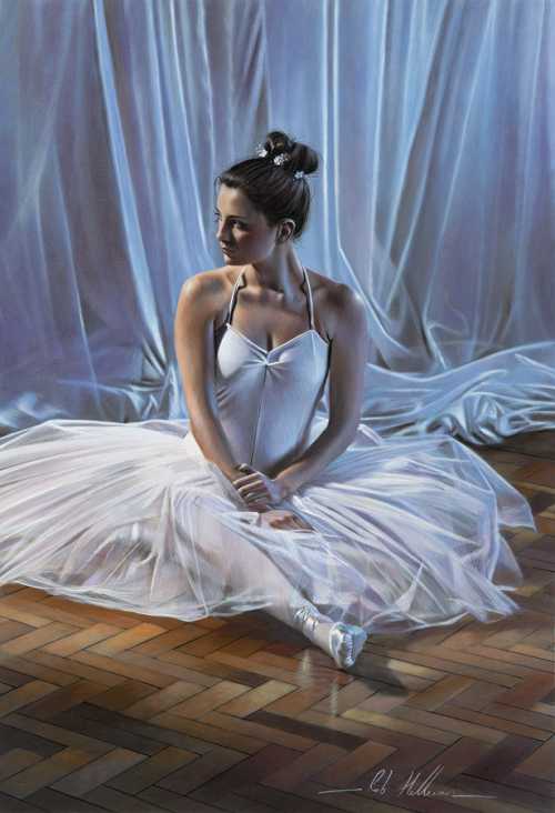 rob hefferan pinturas hiper realistas mulheres dançarinas bailarinas vestidos tutu