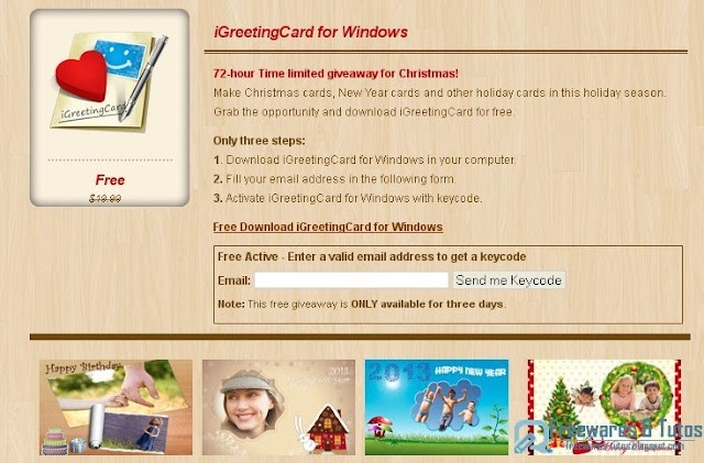 Offre promotionnelle : iGreetingCard for Windows gratuit !