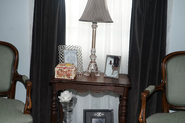 French chairs with antique table