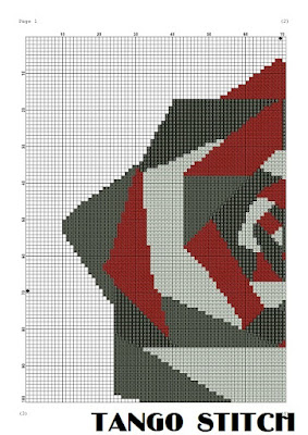 Abstract rose flower cross stitch pattern - Tango Stitch