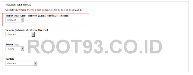 menempatkan blok pada bagian content/depan