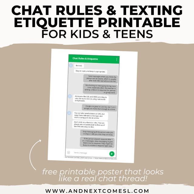 Free visual for tweens and teens about chat and texting etiquette