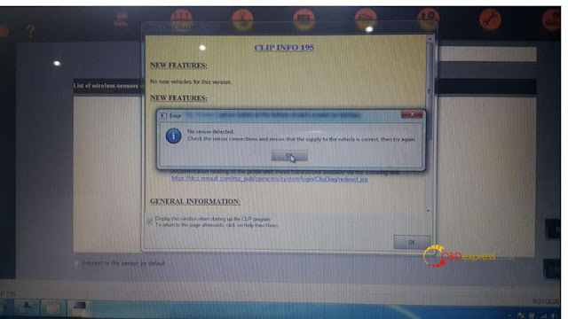 Solve Renault can clip v195 “no sensor detected” 1