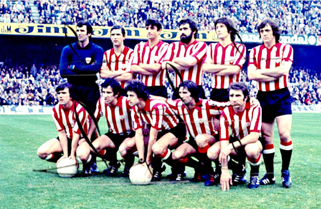 ATHLETIC CLUB. Temporada 1976-77. Iribar, Villar, Alexanco, Guisasola, Escalza, Lasa. Dani, Irureta, Amorrortu, Rojo II y Churruca. F. C. BARCELONA 0 🆚 ATHLETIC CLUB 2 Domingo 20/02/1977, 17:00 horas. Campeonato de Liga de 1ª División, jornada 23. Barcelona, Nou Camp. GOLES: ⚽0-1: 23’, Irureta. ⚽0-2: 42’, Irureta.