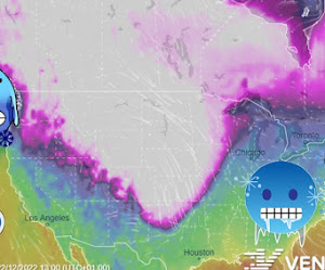 Una masa de aire polar podría dejar condiciones extremadamente peligrosas estas navidades en norte Ameríca con temperaturas por dejabo de los -40 grados.