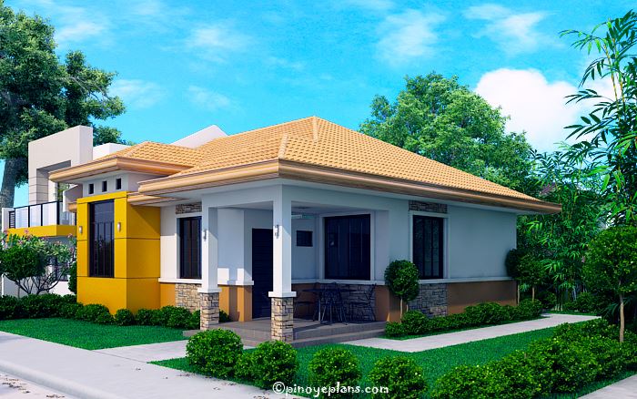  Modern  Bungalow  House  With 3D Floor  Plans  And Firewall 