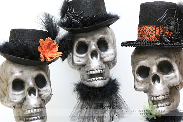 Dollar Tree Halloween Decor using Plastic Skulls by Juliana Michaels