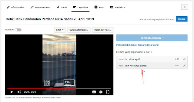 Menambah layar akhir video youtube kita - Alfath Syaffi Channel