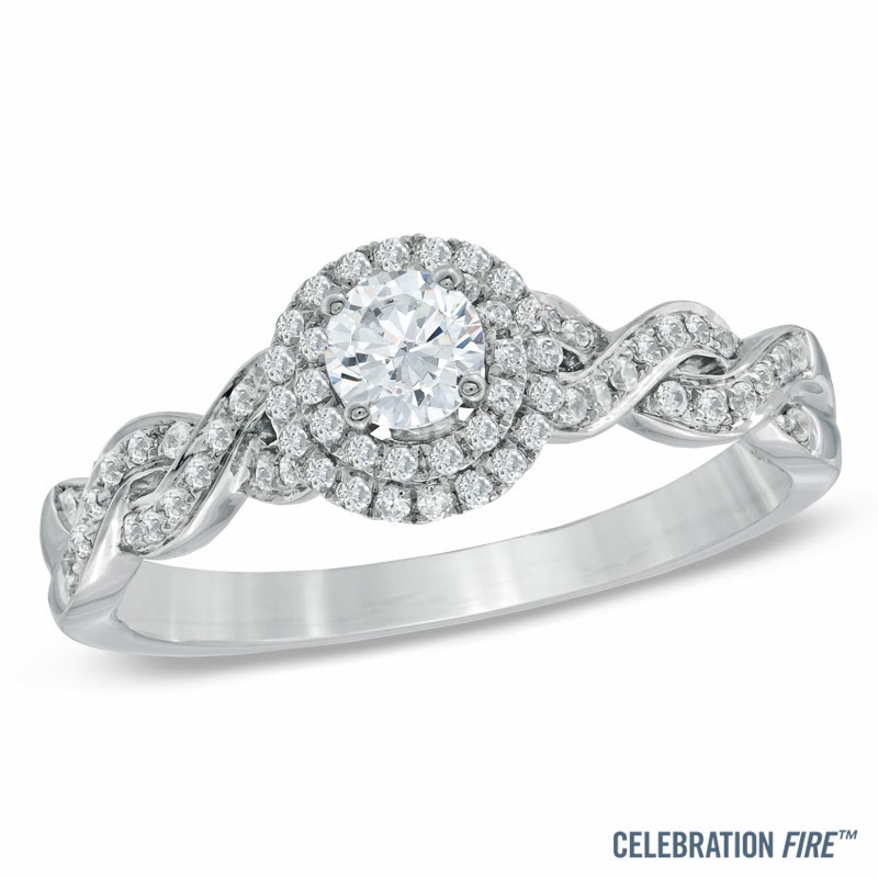 Zales Celebration Fire Diamond Frame Twist Engagement Ring in White ...