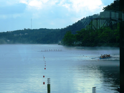 the course with two 8-man sculls