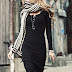 black dress long boots with scarf
