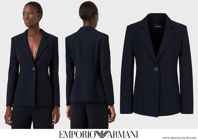 Princess Marie wore EMPORIO ARMANI single-breasted jacket in three dimensional jacquard fabric