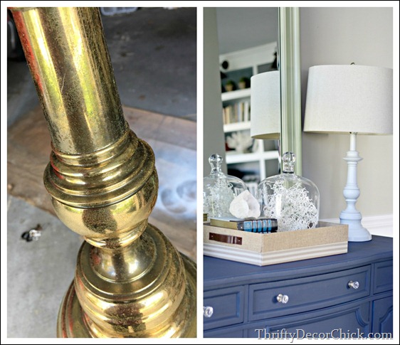 spray painting metal lamp 