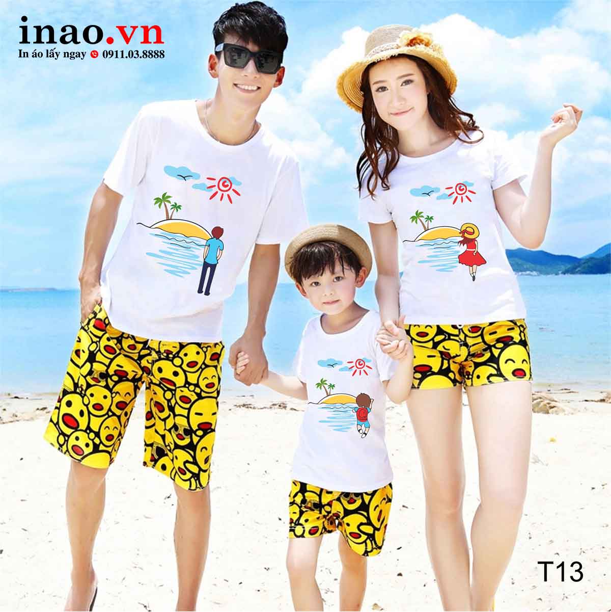 Áo đi biển gia đình in hình từng thành viên dạo biển T13 Áo đi biển gia đình in hình từng thành viên dạo biển T13