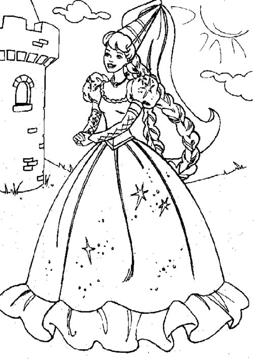 Printable Barbie Princess Coloring Pages title=