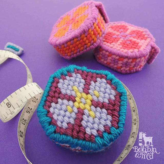 Plastic Canvas Needlepoint Tape Measures by Bobbin and Fred