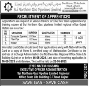 Jobs In  Sui Northern Gas Pipelines Limited SNGPL