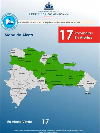 Elevan a 17 las provincias en alerta verde contra inundaciones