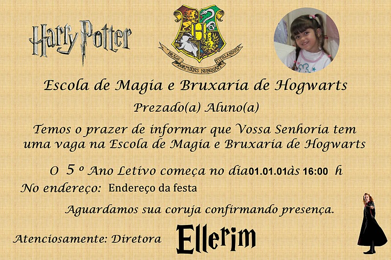 Fazendo a Minha Festa Infantil: Convite Harry Potter 
