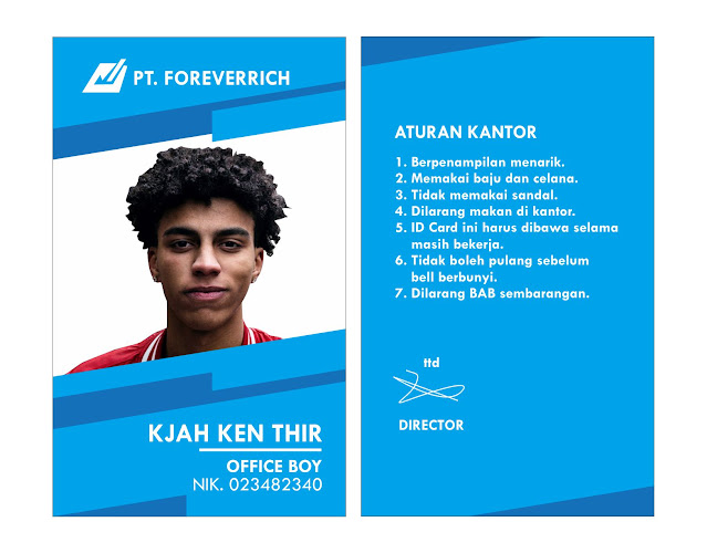 Template ID Card Karyawan Perusahaan Nuansa Biru - Mas Vian