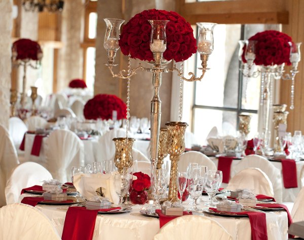 red wedding decorations reception images