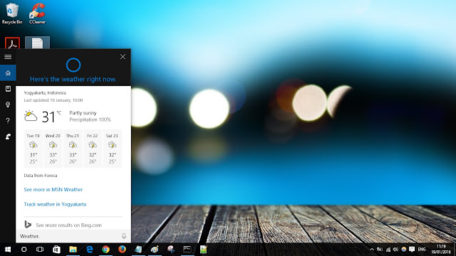 cara Cek cuaca cortana di  windows 10