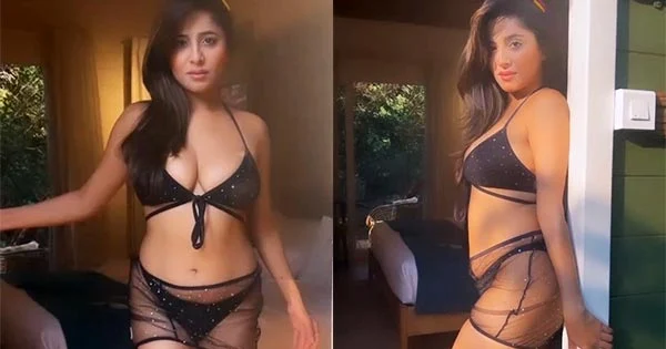 kate sharma black bikini curvy body actress