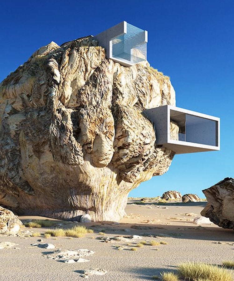 A Genius Architect Designed A Contemporary House Inside A Gigantic Ancient Rock