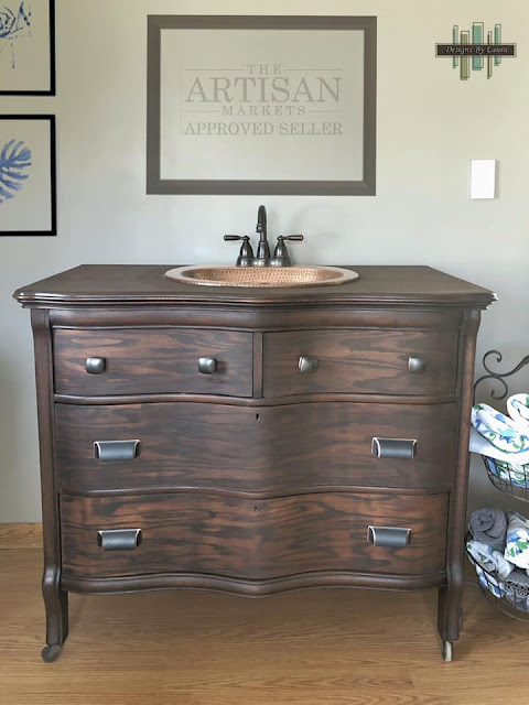 wood stained dresser makeover