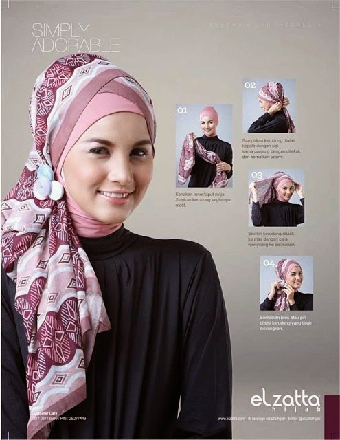 Cara Memakai Kerudung Elzatta Segi Empat Terbaru - Model 