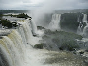 Iguazu Falls Brazil on the left, Argentina on the right.