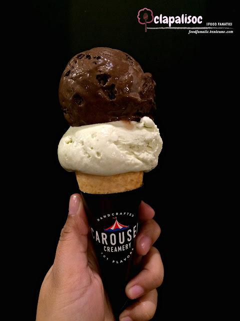 Carousel Creamery Dark Side Chocolate Ice Cream, Olive Basil Ice Cream